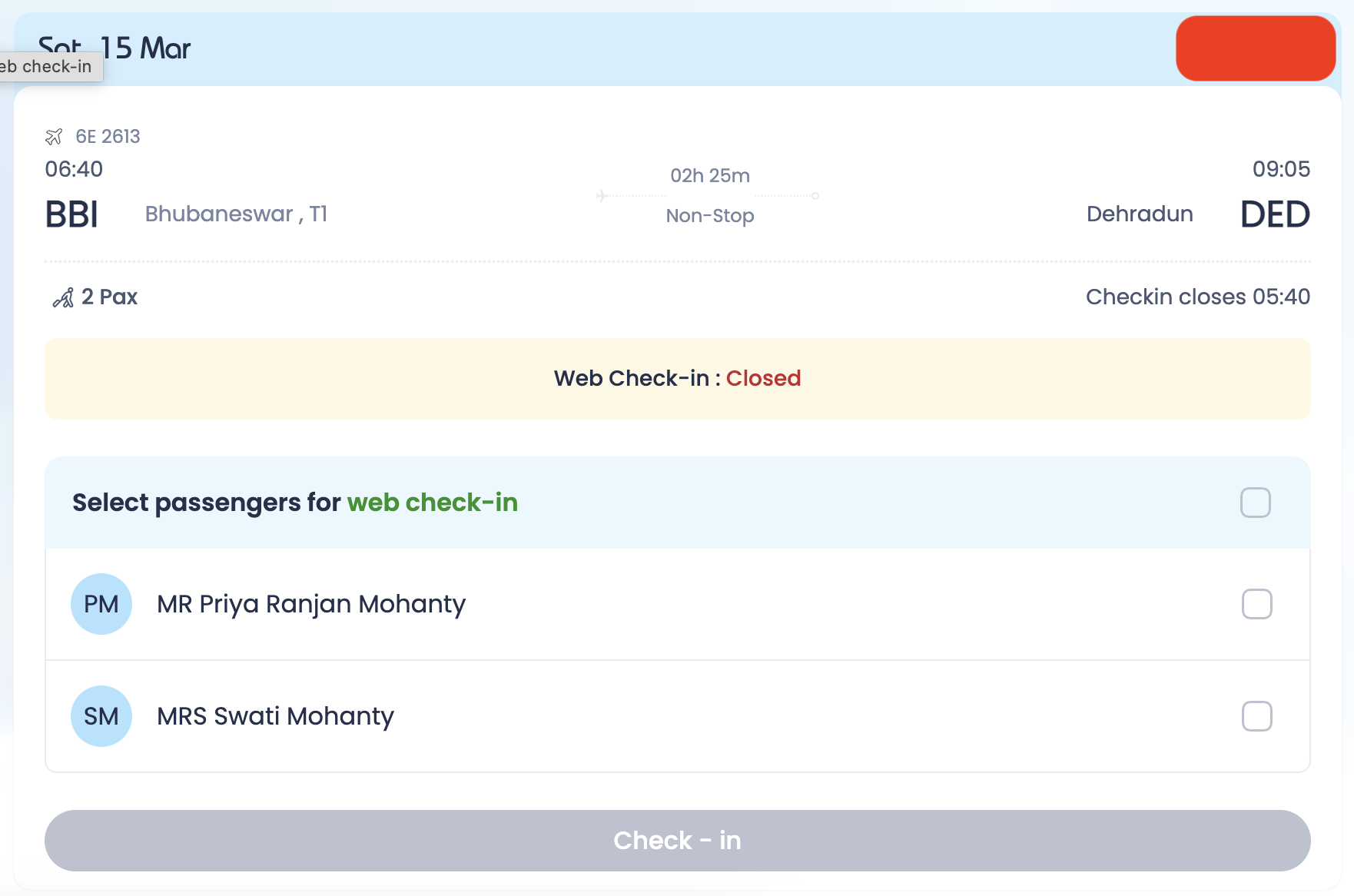 IndiGo Passenger Selection